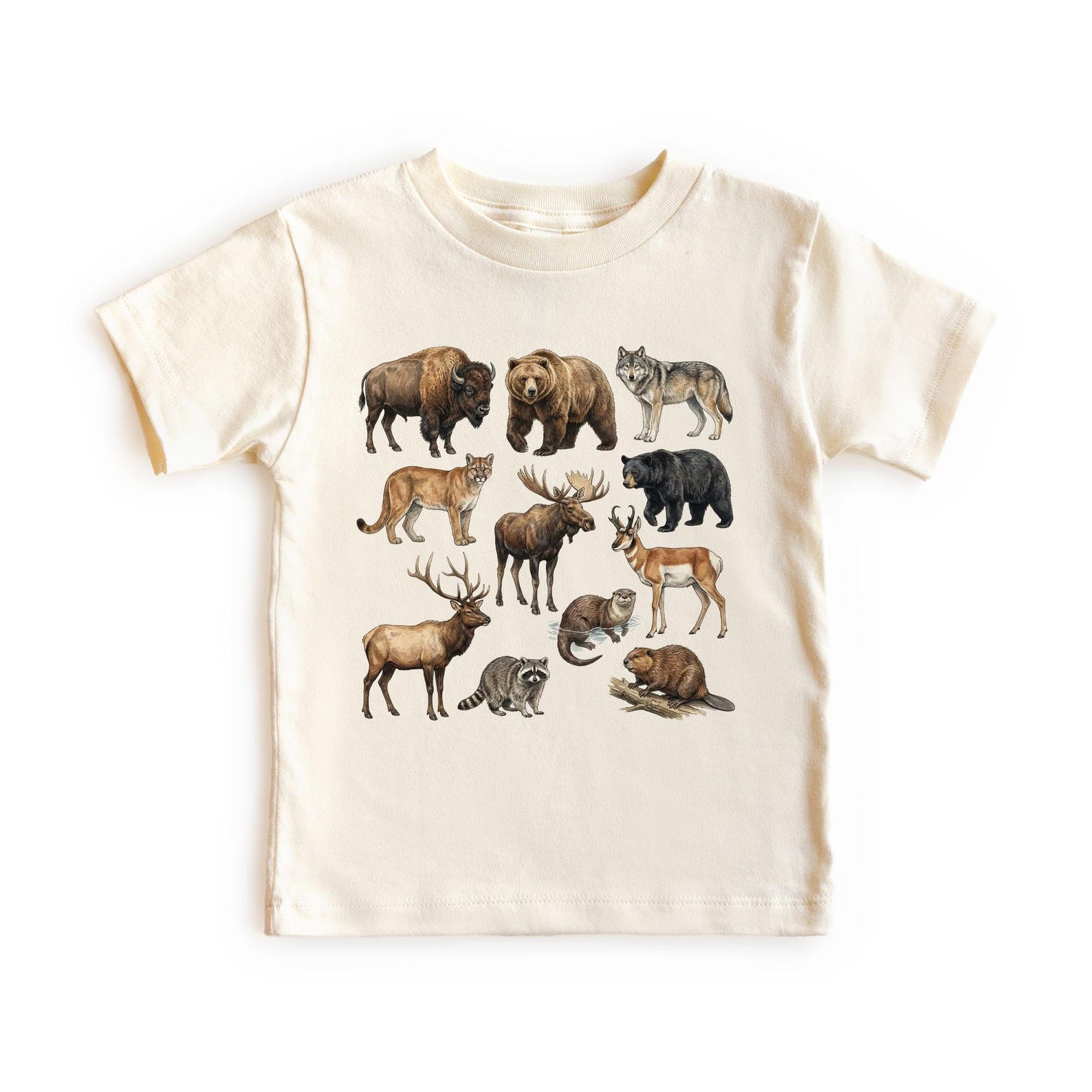 Mammals Of North America Field Guide: Bison, Wolf, Bear Unisex Adult Youth T-Shirt 140