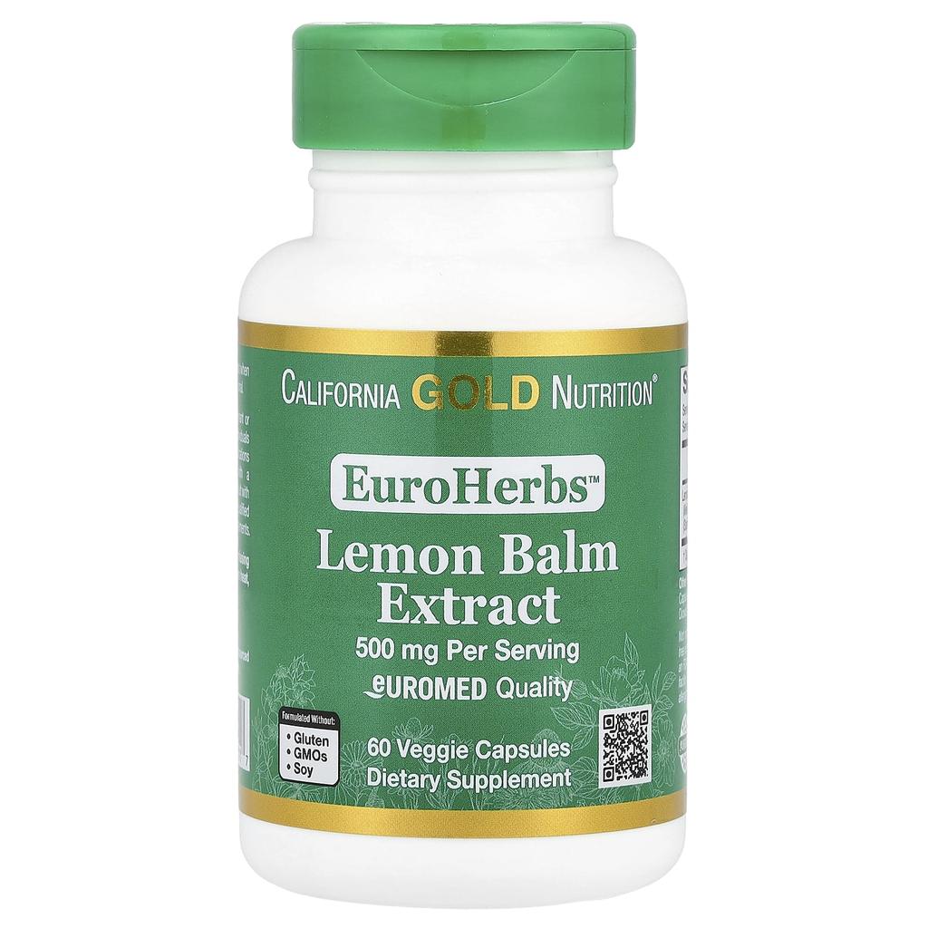 Euroherbs™, Lemon Balm Extract, Euromed Quality, 500Mg, 60 Veggie Caps