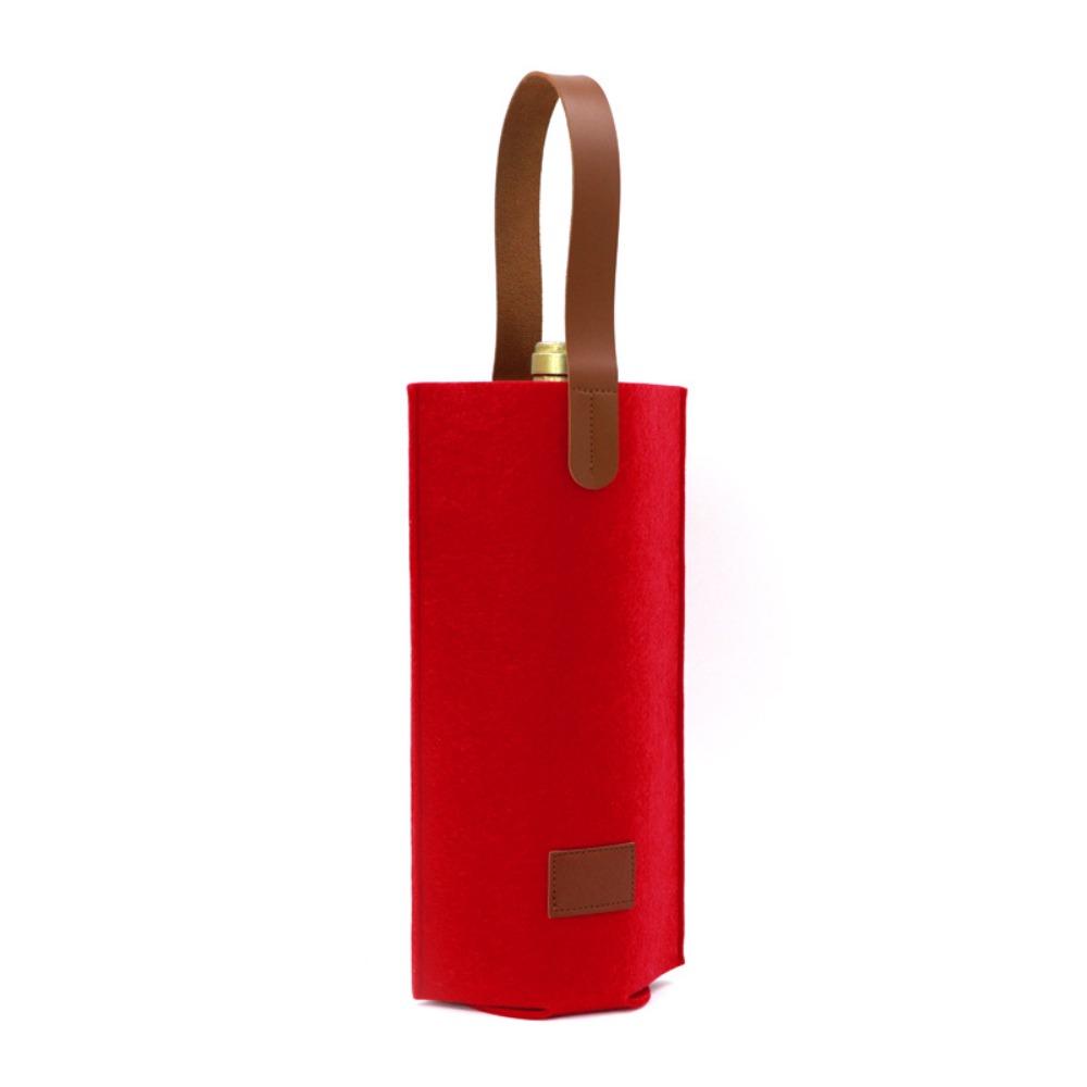 Solid Color Wine Bag Single Double Wine Carrier Bag Simple Felt Bag