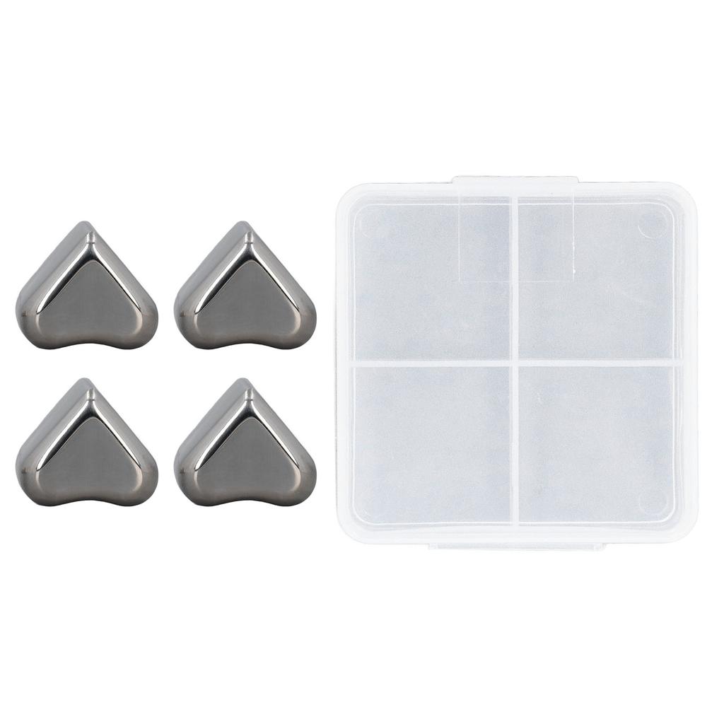 4 Packs Heart Shaped Whiskey Stones Cooling 304 Stainless Steel Reusable Chilling Rocks