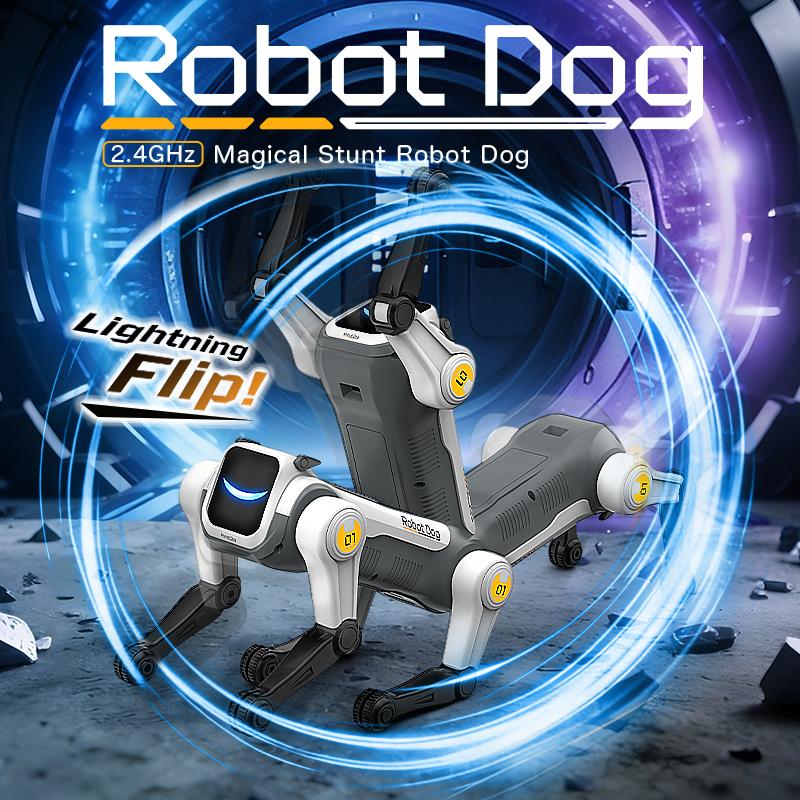 RC Mechanischer Hund Intelligenter KI RC Roboterhund Sprachsteuerung Programmierbar Singend Tanzend Elektronischer Stunt Bionischer Smarter Roboterhund mit Coolen LED-Lichtern