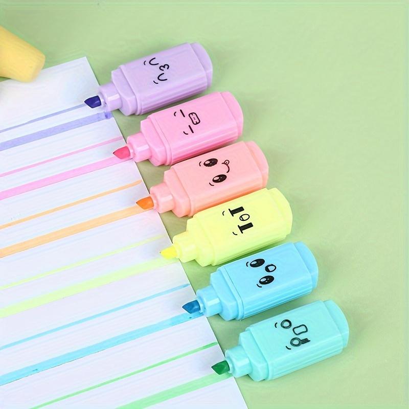 6pcs of Cute Mini Colorful Joyful Fluorescent Pens, Doodle Painting Hand Account Learning Colorful Expression Highlighter Pen Set