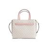 Michael Kors MK Emilia Monogram Color Block Logo Zipper Square Polyester Shoulder Crossbody Tote Bag Small Women Bags Pink White 35H0GU5S1B-7183
