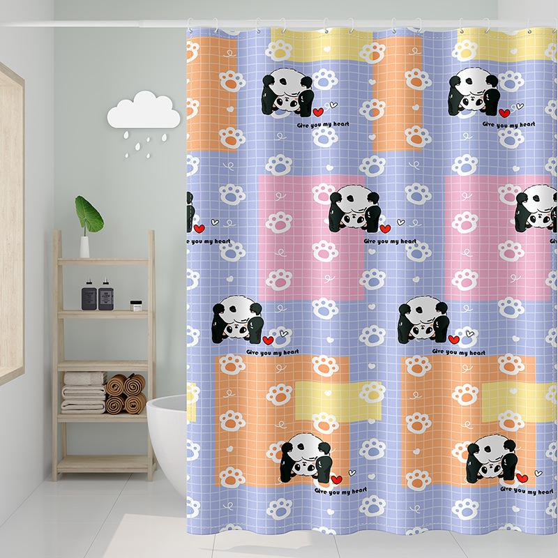VIKAMA Children's Cartoon-Themed Shower Curtain Wet-Dry Separation Mould-Resistant Bathroom Divider Home Decor