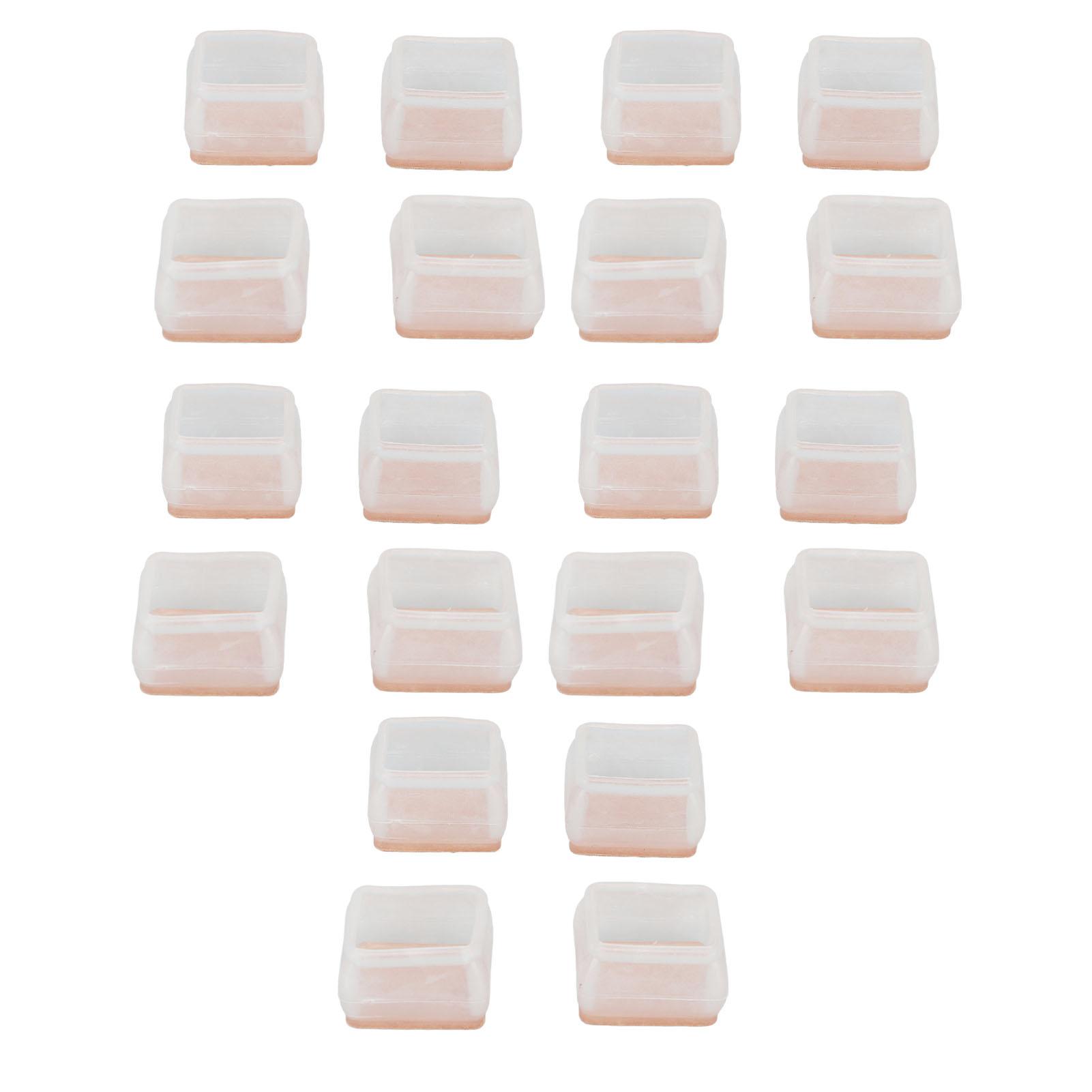 

20Pcs Chair Leg Protector for Hardwood Floor Rubber Felt Furniture Pad Cover Non Scratches Noise Transparent Rectangle S S