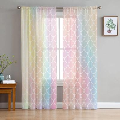 Rainbow Pink Morning Glow Window Treatment Tulle Modern Sheer Curtains for Kitchen Living Room the Bedroom Curtains Decoration