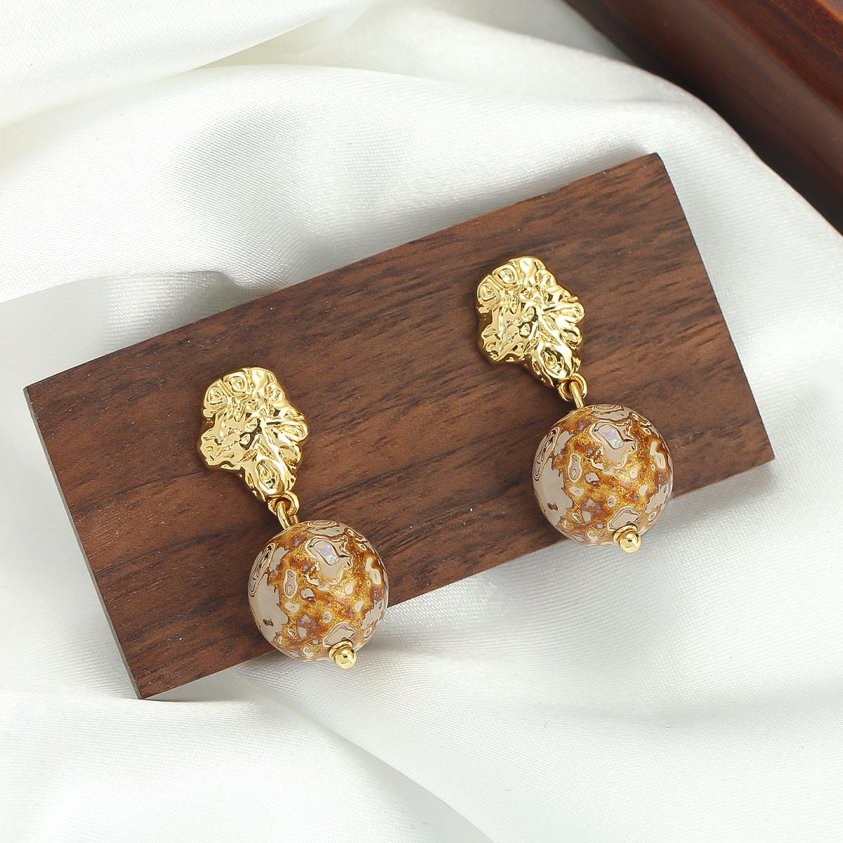 

Серьги из высококачественных асимметричных лакированных бусин и игл из серебра 925 пробы - Новый китайский стиль, Минималистичный ретро-дизайн