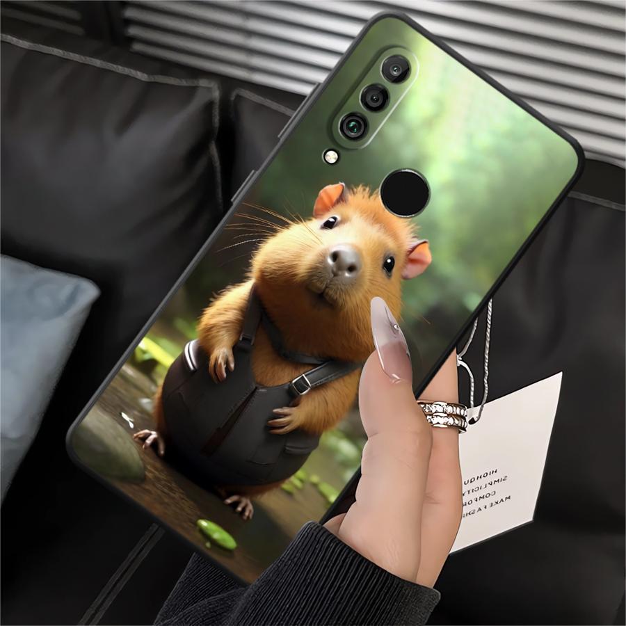 

Black Soft Shell Phone Case for Huawei P20 P40 Lite P Smart 2019 P20 Lite 2018 P30 P20 Pro Cute Capybara Huawei P30 Pro