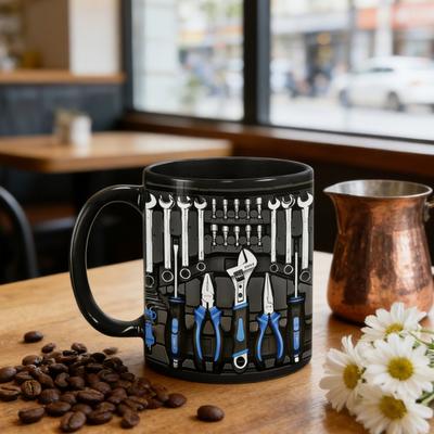 Mechaniker Werkzeugkasten Kaffeetasse 350ml Keramik Teetasse Schraubenschlüssel Schraubendreher Hammer Tasse Einzigartiges Geschenk für Ingenieure Heimwerker