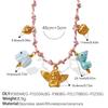 Pink rope bear strawberry necklace butterfly love diamond set sweet and cool niche neck chain bracelet set