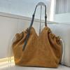 New first-layer cowhide leather suede matte tote bag vegetable basket handbag shoulder messenger bag women's bag