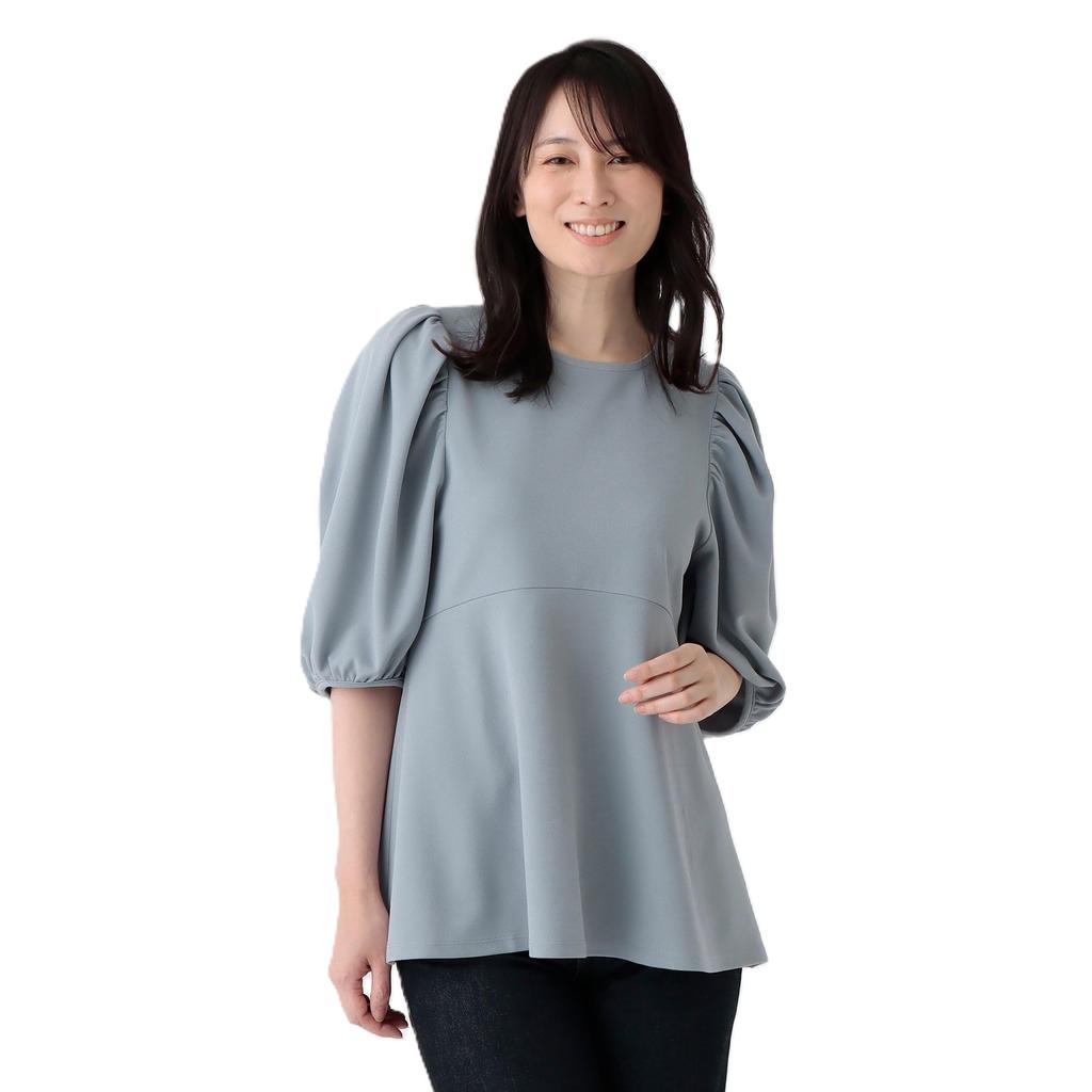 Afternoon Tea Living and Sew JL62 Georgette Peplum Light Blue T-Shirt/Cut Pullover, Medium,