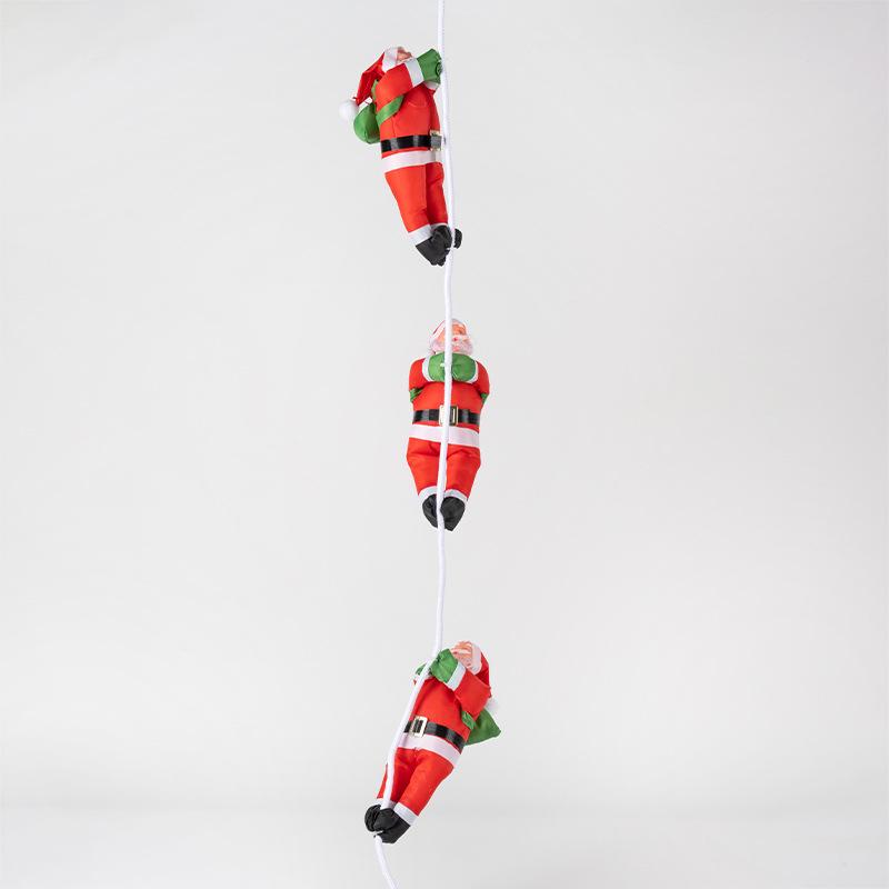 Climbing Santa Claus Christmas Decoration with Ladder and Rope for Window Display