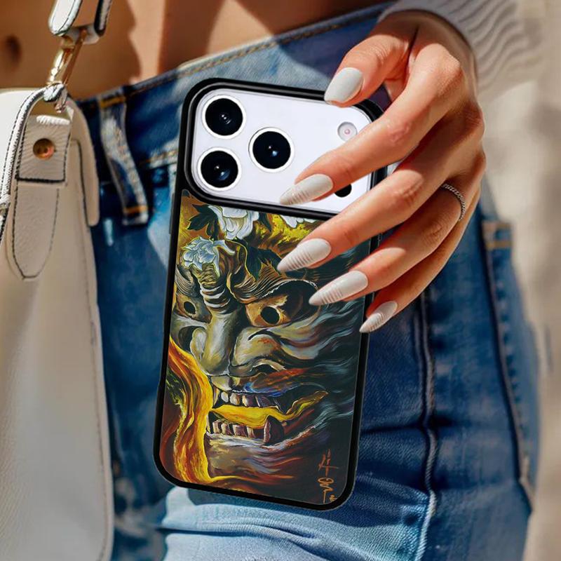 Japanese Oni Hannya Samurai Demon Mask Phone Case For iPhone 17 Air 14 15 13 12 Max Cover For Apple 14 15 16 16e 11 Pro Max Plus