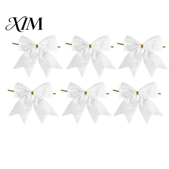 Large Fabric Bows for Home Decor Glitter Christmas Bow, Gold Sparkling Ribbon Hanging Ornament Decorative Wedding Scenery Tree Wreath Gift
