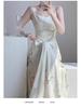 Chinese Ink Bamboo Print Spaghetti Strap Fairy Mori Girl Slimming Summer Dress