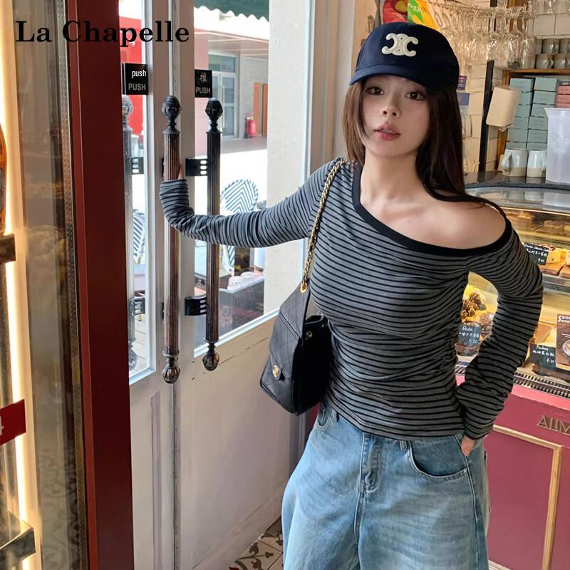 

La Chapelle Women s Striped Off-Shoulder Long Sleeve Top M