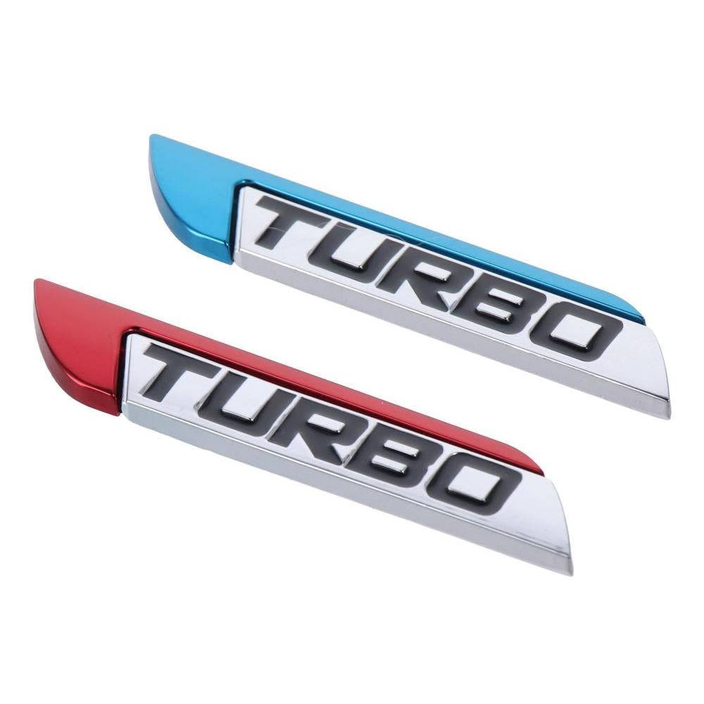 Qicarkey 2pcs 3D Turbo Metal Decal, 3D Car Metal Decal Sticker, Truck Side Fender