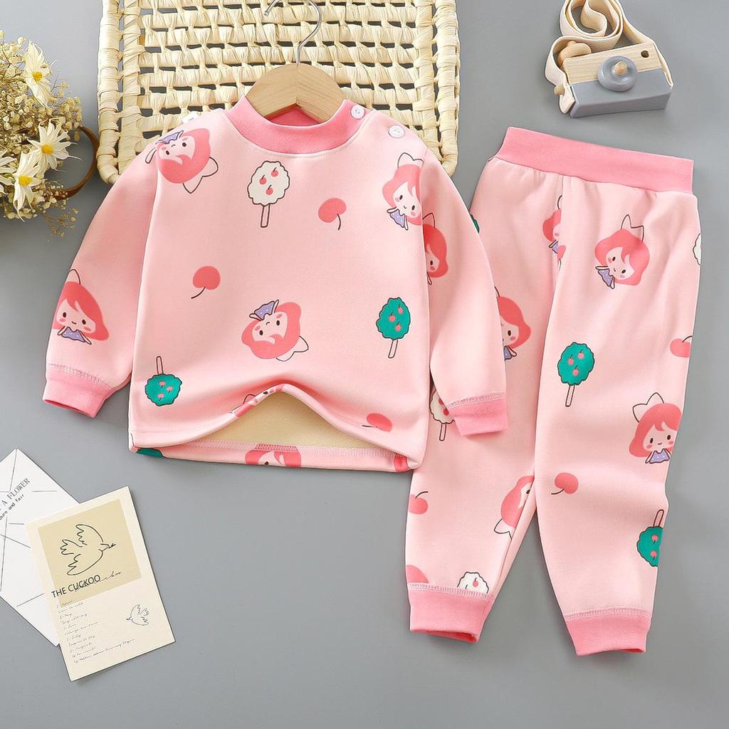 Baby Thermal Underwear Set: Plush, Thickened Pajamas for Boys & Girls