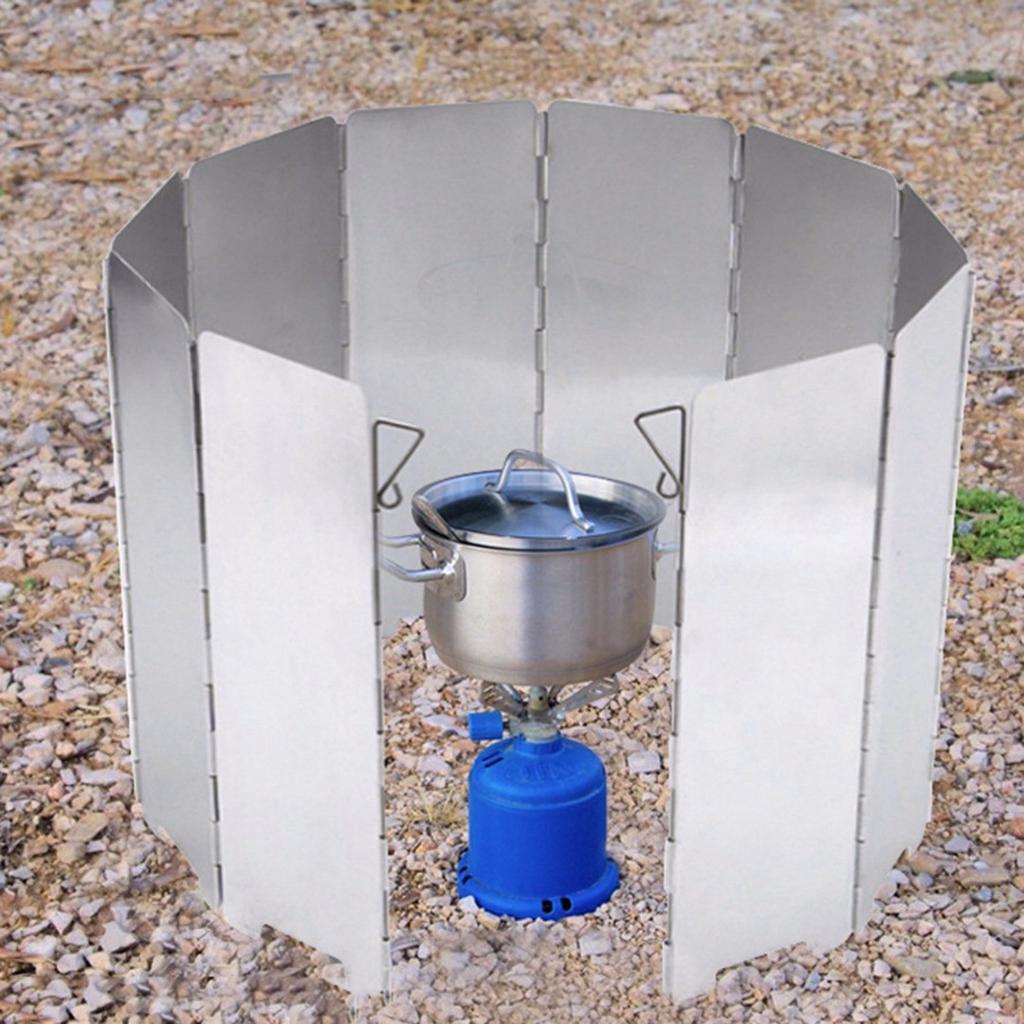 9 Plates Foldable Outdoor Camping Cooking Cooker Picnic Gas Stove Wind Shield