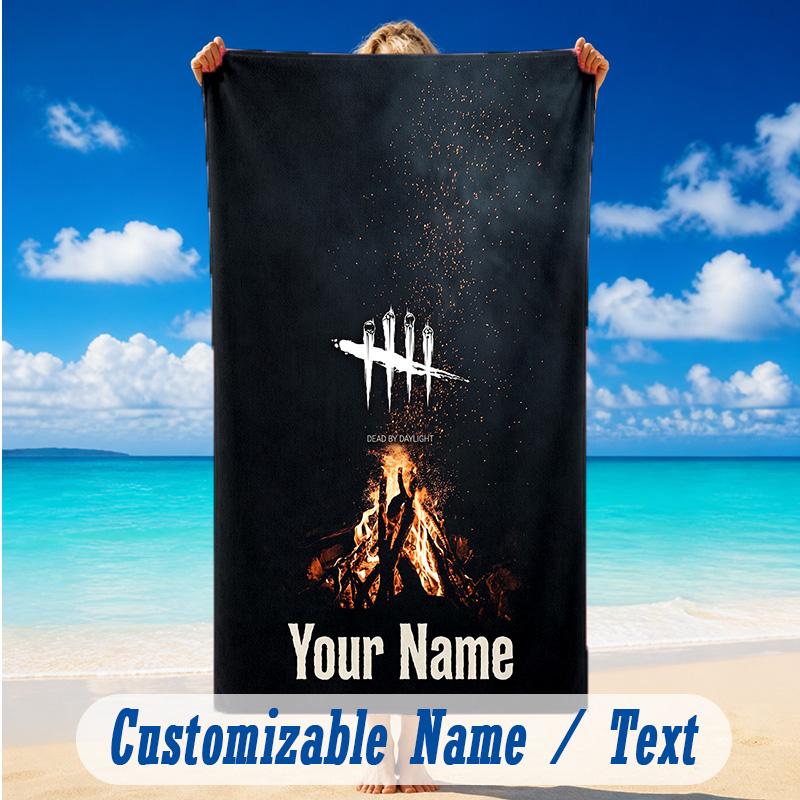 Beach Towel Custom Name Text, Quick Dry Large Towel For Beach HomeDead by Daylight