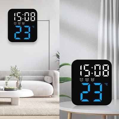 Digital Wall Clocks Temperature Date Week Dispaly LED Electronic Clock 12/24H Wall-mounted LED Alarm Clock for Bedrooms