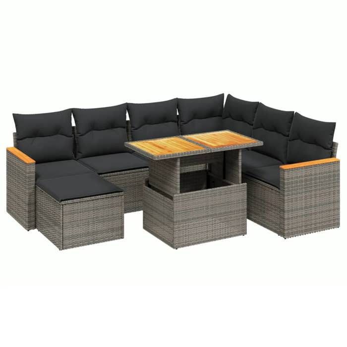 VidaXL Garden Lounge Set with Cushions 8 Pcs, Patio Sofas, Patio Furniture Set, Outdoor Furniture, Grey 3273195