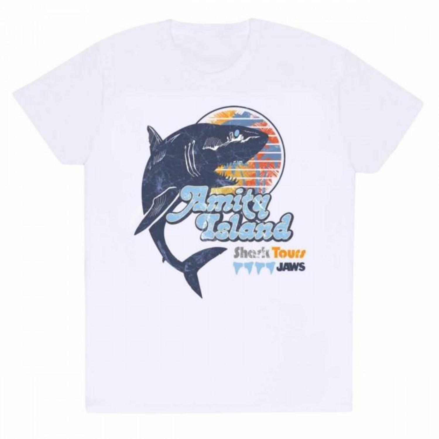Jaws Unisex Adult Amity Island Tours Shark T-Shirt S чёрный
