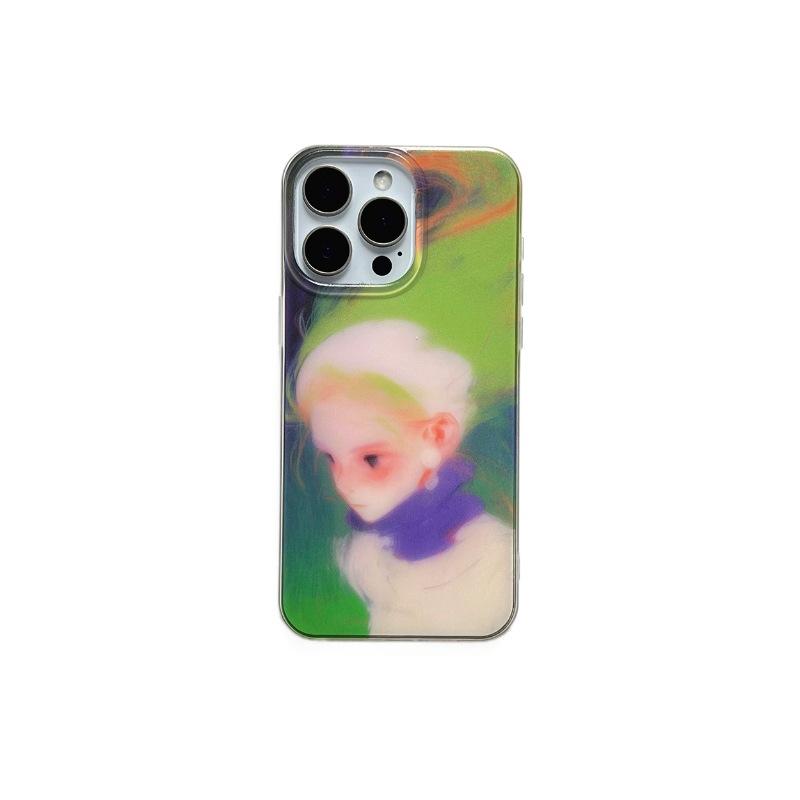 Applicable to iPhone17PRO anti-drop mobile phone case dream oil painting style girl Apple 16/15 protective case