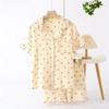 Pajamas Women's Summer, Short-sleeved Shorts Pure Cotton Double-layer Gauze Sweet Women's Loungewear Thin Sweat-absorbing Two-piece Set