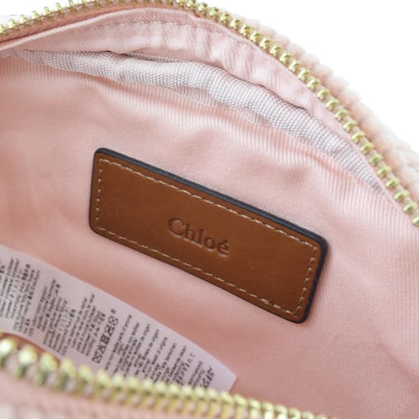 Chloe Cotton Corduroy Shoulder Bag with Pale Kids' Logo, C20273, Pink. [Brand Name] [Used]