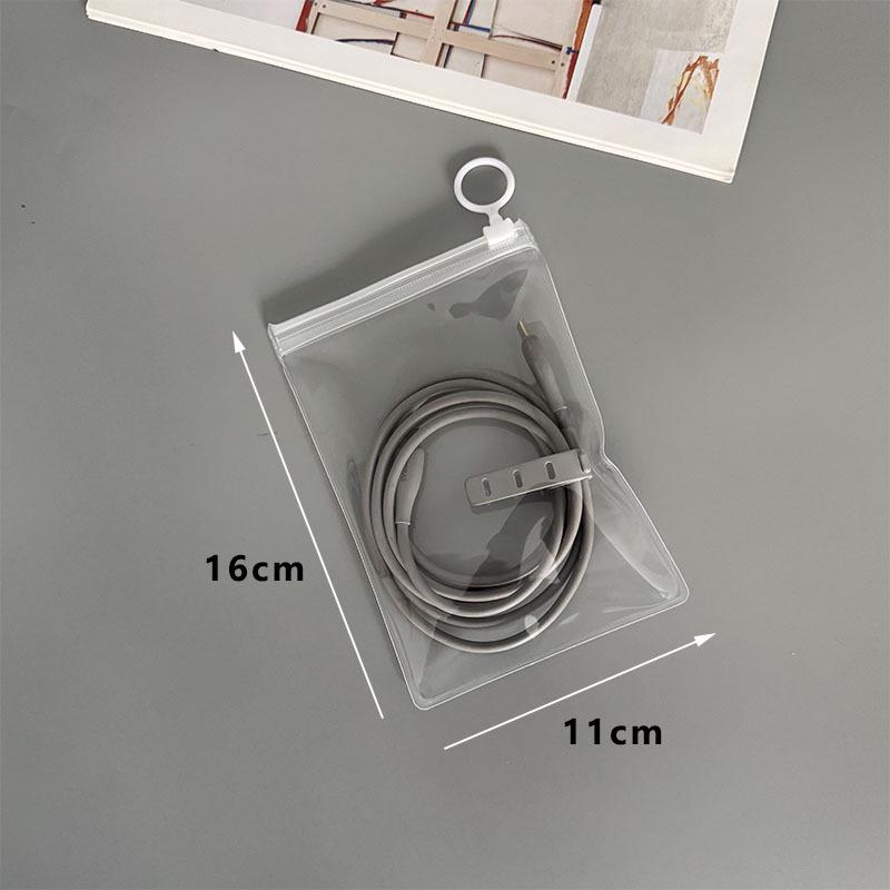 Portable Transparent Data Cable Organizer with Zipper