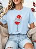 Christmas Wine Glass Graphic T‑Shirts Santa Hat Wine Shirts Christmas Drinking Tee Xmas Party Graphic T-Shirts Wine Lover Gift
