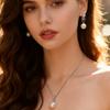 Leaf Imitation Pearl Necklaces Earrings Sets For Women Fashion Flower Cubic Zirconia Pendant with Chain Birhday Gift