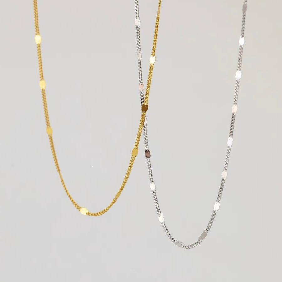 14K Gold-Plated S925 Sterling Silver Sparkle Necklace - Versatile Collarbone Chain for Layering 14K Gold