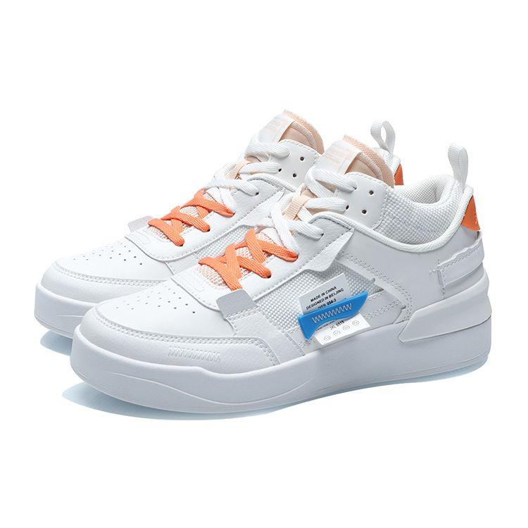 Li Ning CF New Series Classic Casual Mid-Top Sneakers Women Sneakers White Orange Blue AGCR112-4
