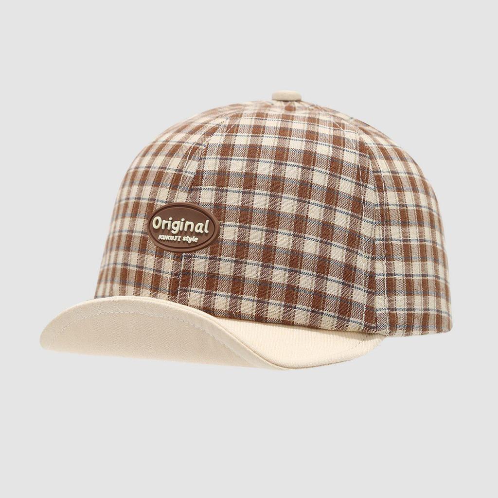 Plaid Unisex Infant Duckbill Baseball Cap - Soft Brim Baby Sun Hat for Spring and Autumn