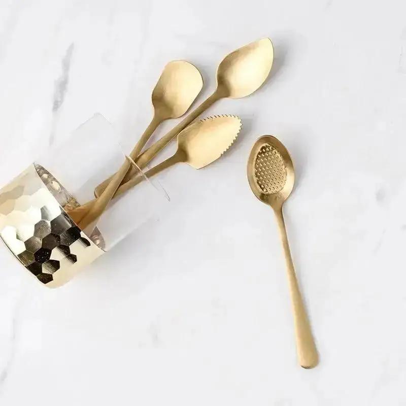 Nerezová ocel Zlatá dezertní lžička Kreativní lžička na med a kávu Lžička na roztírání másla Ovocná lžička Západní stolní nádobí