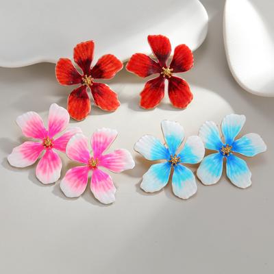 Stainless Steel Enamel Flower Earrings - Dopamine Five-petal Flower Earrings