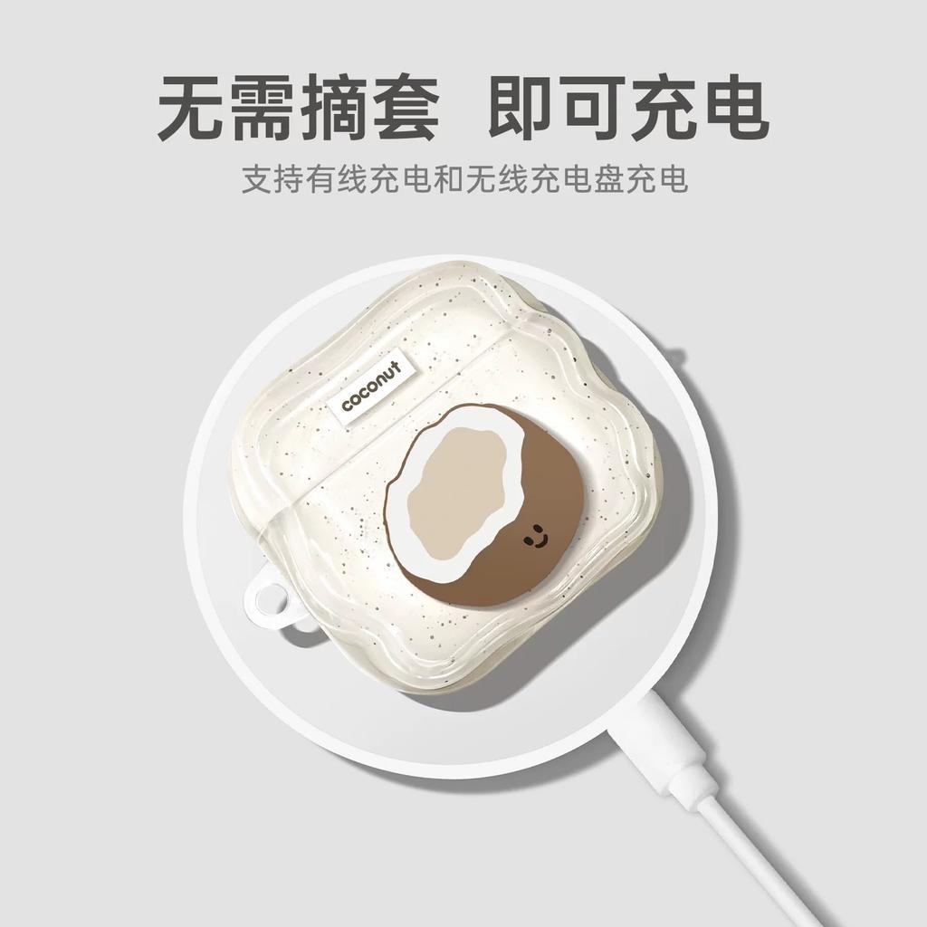 Summer coconut earphone case is suitable for airpodspro3 second generation airpods4/2 apple case transparent
