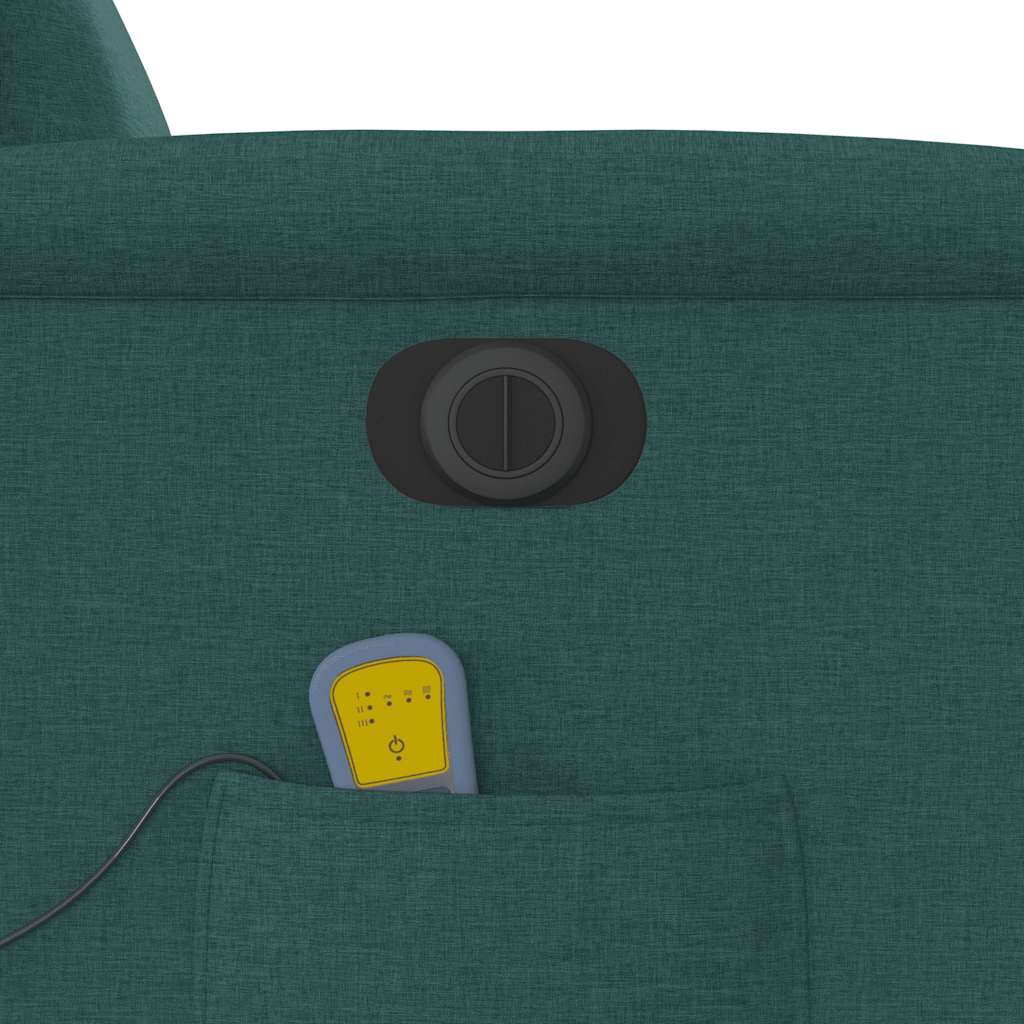 Electric Massage Recliner with Rising Assistance Dark Green Fabric