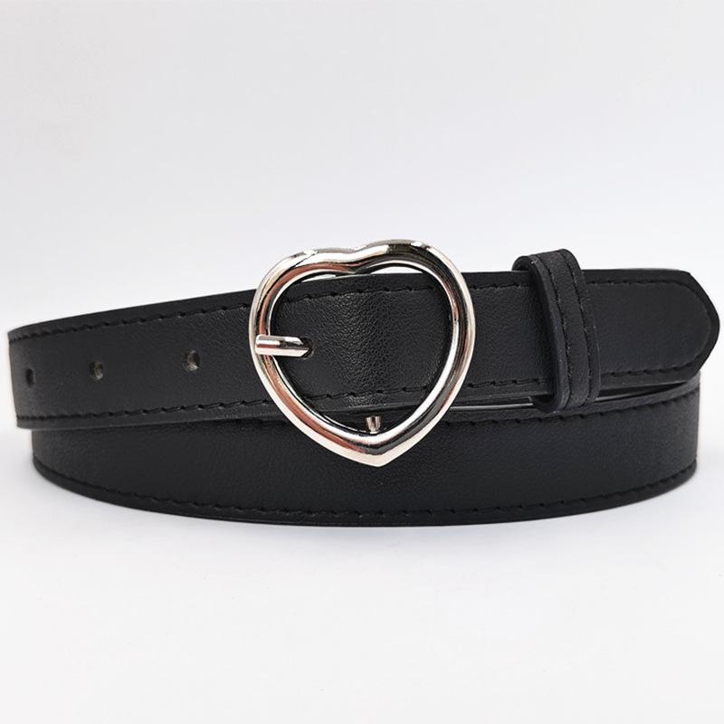 Simple New Love Alloy Pin Buckle Women's Belt Glossy Versatile Clothing Decoration PU Belt