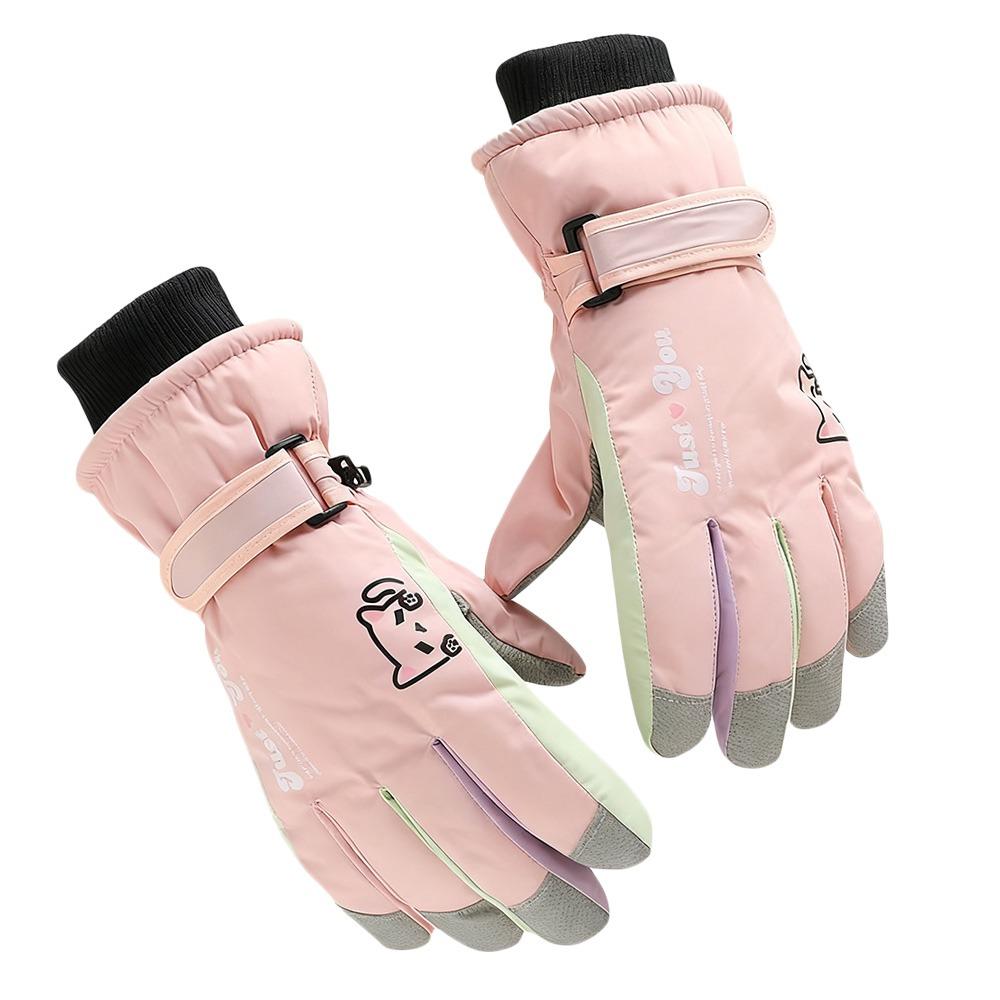 

Warm Snowboard Ski Gloves Thickened Thermal Touchscreen Mitten Fashion Cycling Gloves Driving рожевий