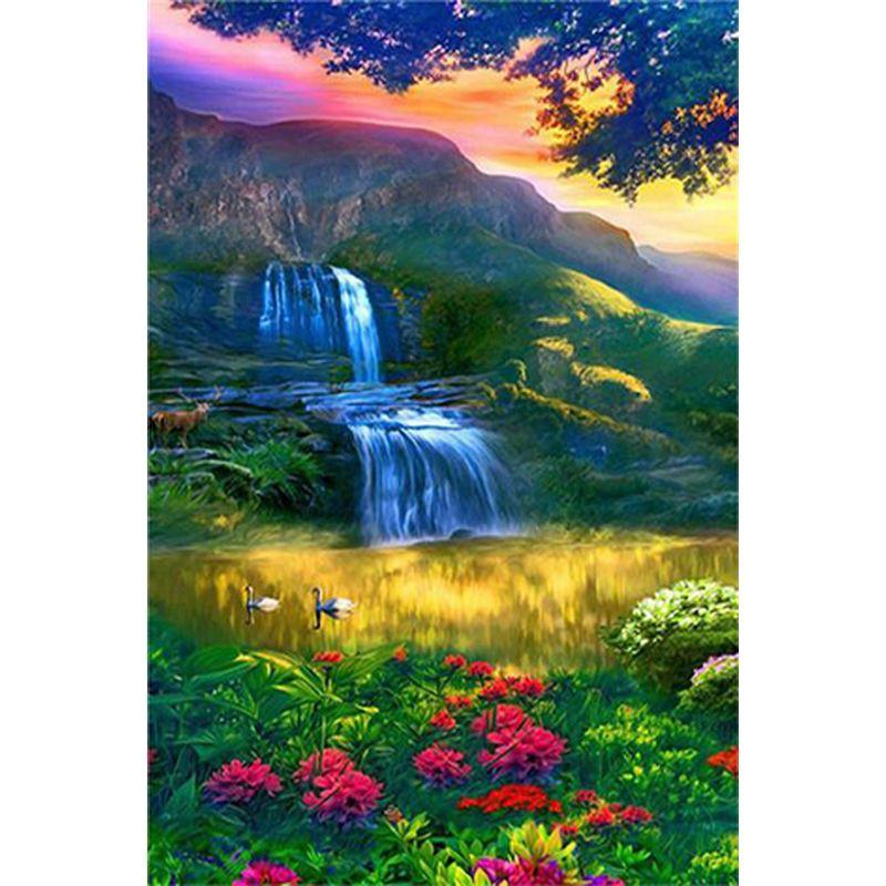 5D Diamond Painting Full Drill Square Waterfall Diamond Embroidery Sale  Rhinestones Pictures Diamond Art