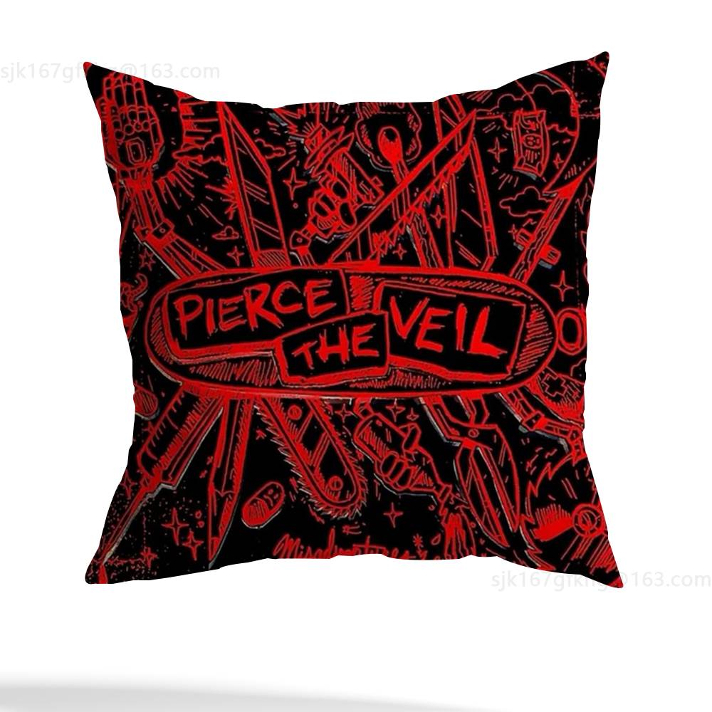 P-Pierce The Veil Music Pillow Case Sofa Living Room Bedroom Headboard Backrest Cushion Square Cushion Nap Time