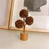 Handcrafted Tabletop Pine Cone Ornament Wood Base Forest-themed Decoration  Festive