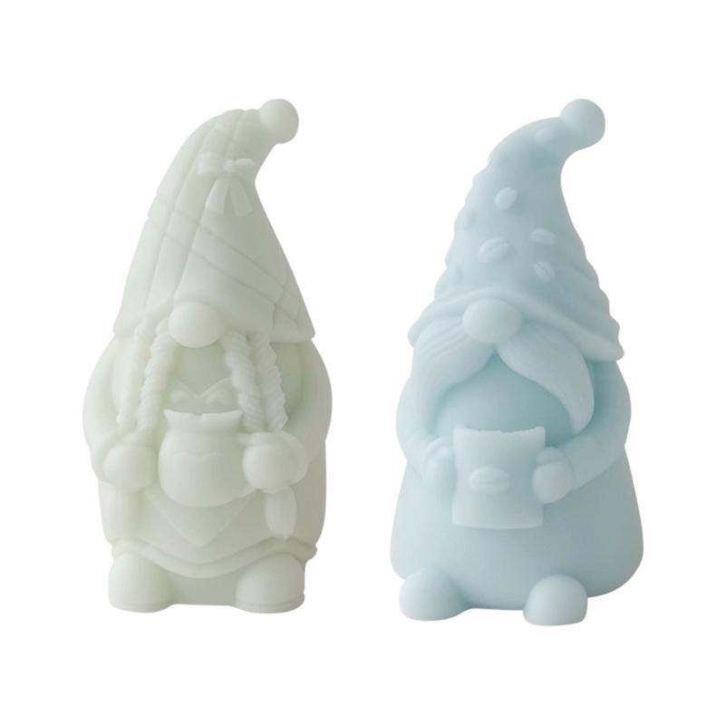 Faceless-Santa Candle Silicone Mold DIY Dwarf Perfume-Stone Candle Making Gypsum-Resin Mold Holiday Gift Home Decoration