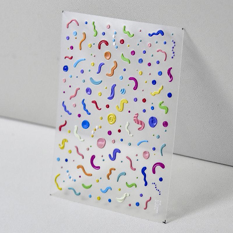 

Tomoni Embossed Nail Stickers Best Selling Japanese Cute Nail Stickers Color Dots Lines Nail Ornament Color point 2799((Relief))