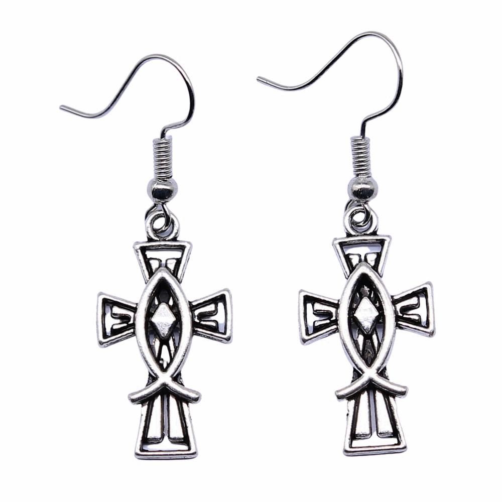 Casual Handmade Cross Amulet Drop Earrings Thoughtful Friendship Gift for Office Wear