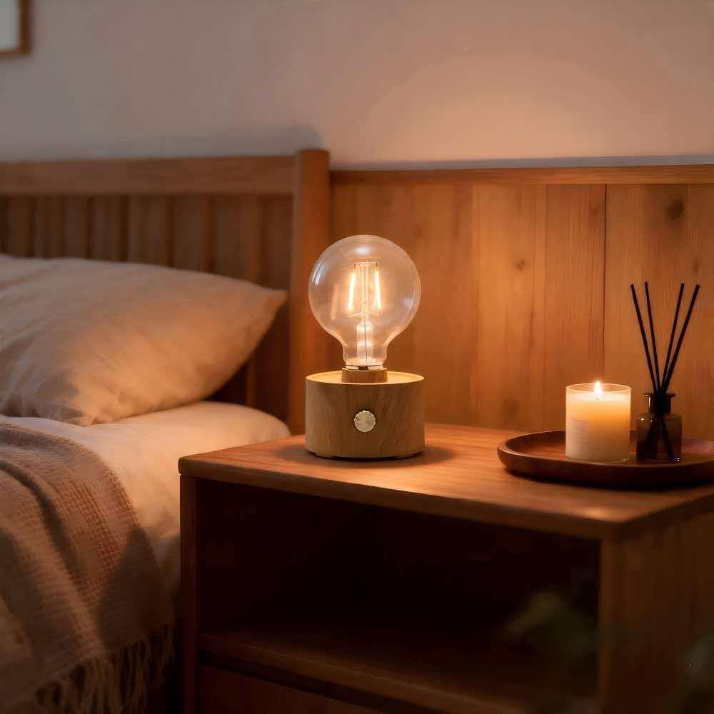 Retro LED Night Light: Rechargeable Bedside Atmosphere Lamp